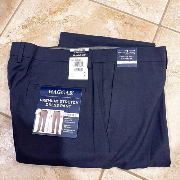 haggar straight fit premium stretch dress pants Haggar Stretch Dress Pants, Flat Front in Natural main image 0